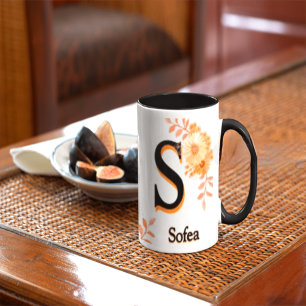 Tasse personnalisée avec monogramme d'automne - No