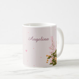 Tasse personnalisée avec nom et fleurs