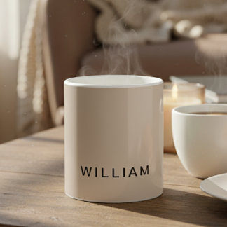 Tasse personnalisée beige et monogramme sur mesure