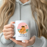 Tasse personnalisée Capybara de plage avec nom