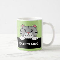 Tasse personnalisée de chat de bande dessinée
