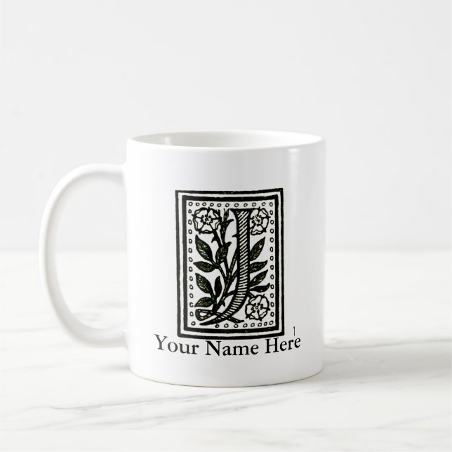 Tasse personnalisée de monogramme de la lettre J (Gauche)