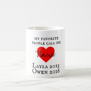 tasse personnalisée de Nana avec des noms