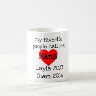 tasse personnalisée de Nana avec des noms
