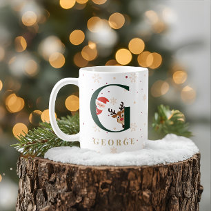 Tasse personnalisée de Noël avec monogramme G