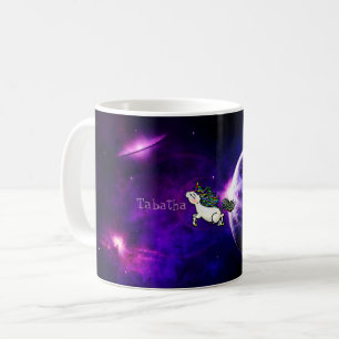 Tasse personnalisée de nom de licorne de l'espace