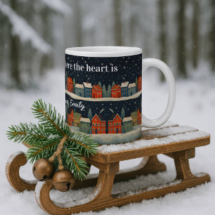 Tasse personnalisée de village d'hiver avec citati