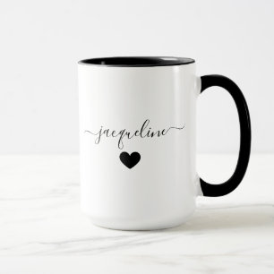 Tasse personnalisée élégante avec nom et cœur