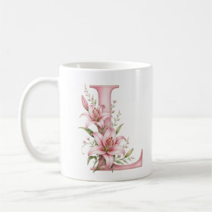 Tasse personnalisée Fleur de Lys Lettre L Florale