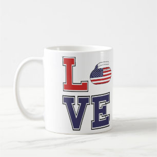 Tasse personnalisée J'AIME le sport de Curling USA