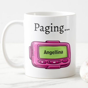Tasse Personnalisée Nom Cadeau Drôle Pager Rose