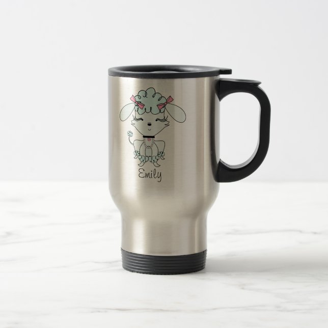 Tasse personnalisée par caniche bleu de bande (Droit)