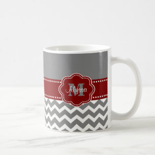 Tasse personnalisée par Chevron grise et rouge