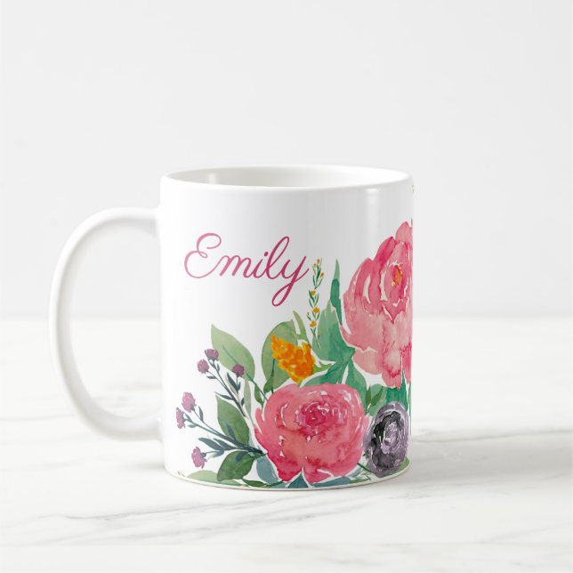 Tasse personnalisée par pivoines (Gauche)