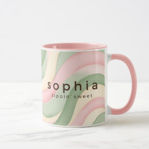 Tasse personnalisée pastel ondulée esthétique - Ro