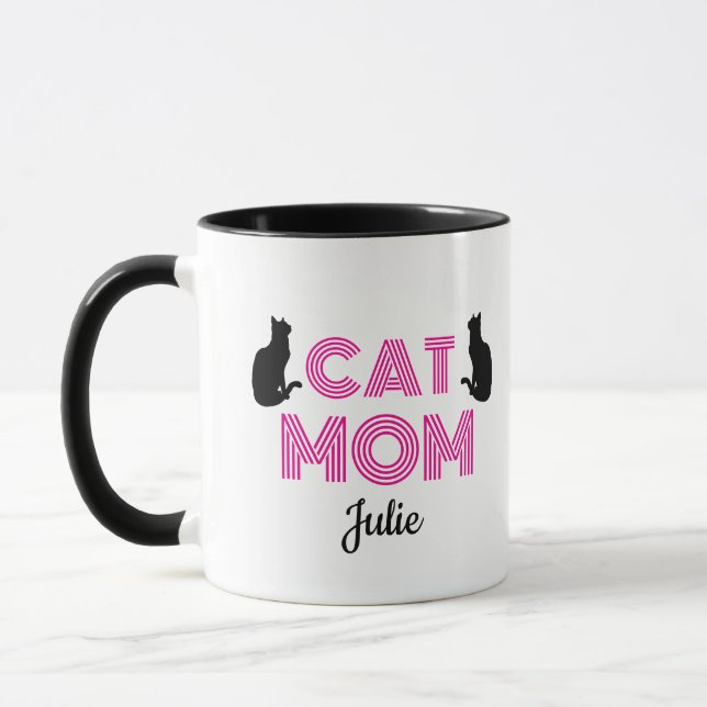 Tasse personnalisée pour maman de chat avec silhou (Gauche)