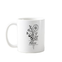 Tasse personnalisée Prénom et fleurs