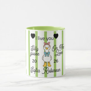 Tasse personnalisée rayée rose Canard Fou Mignon
