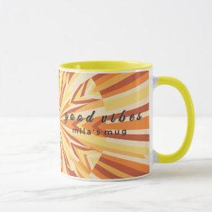 Tasse personnalisée Rétro 1970 Good Vibes - Jaune