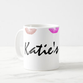 Tasse personnalisée souillée par rouge à lèvres