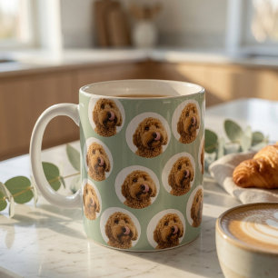 Tasse personnalisée vert sauge avec visage d'anima
