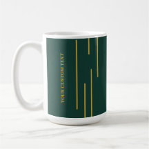 Tasse personnalisée verte émeraude et or géométriq