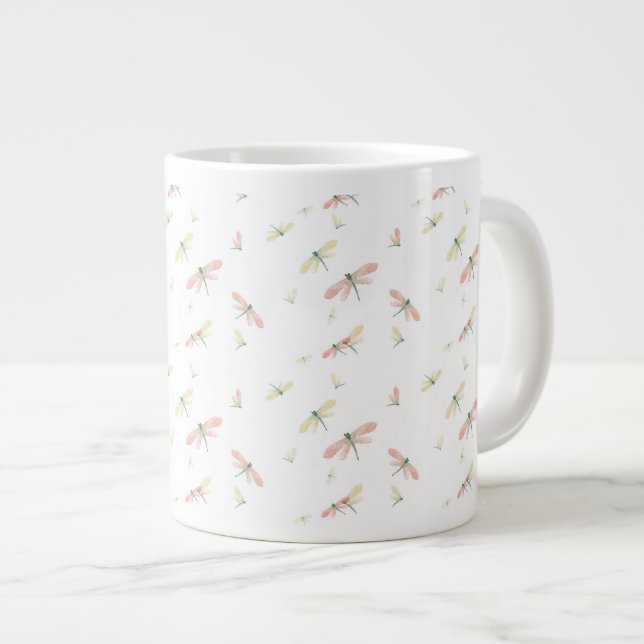 Tasse Petites libellules sur blanc Grande Mug 15oz (Devant droit)