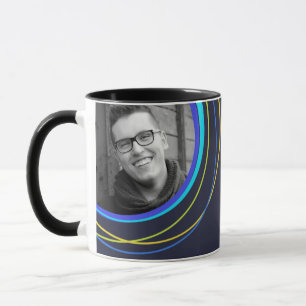 Tasse photo à motif circulaire funky marine