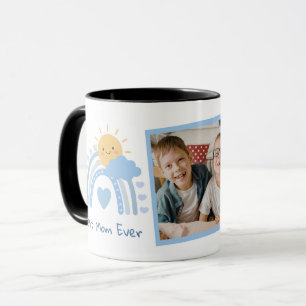Tasse Photo Arc-en-ciel Bleu Pastel Meilleure Mama