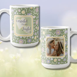 Tasse photo Cœur reconnaissant Vie joyeuse