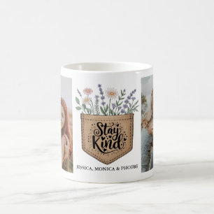 Tasse photo florale de poche "Restez Gentil"