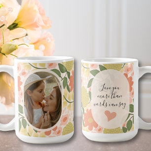 Tasse photo florale personnalisée – Message modifi