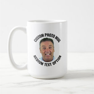 Tasse photo personnalisée blanche 15oz avec texte
