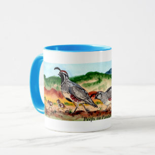 Tasse "Piaulements illustration de famille de cailles