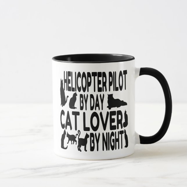 Tasse Pilote d'hélicoptère Amoureux des chats (Droite)