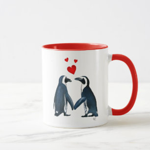 Tasse Pingouins avec des coeurs d'amour