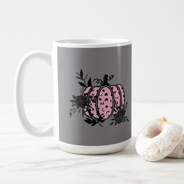 Tasse, Pink und Black Leopard Pumpkin Kaffeetasse (Mit Donut)