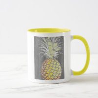 Pinneappa jaune tropical sur gris