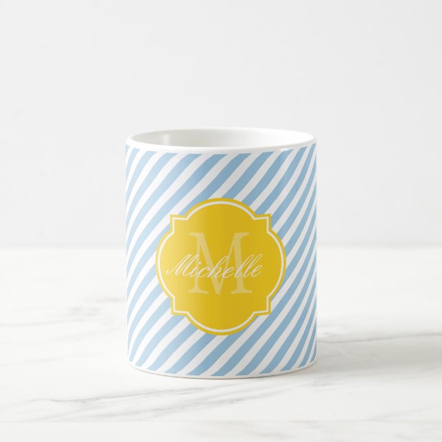 Tasse Placid Blue Strip Monogram (Mittel)