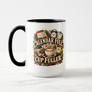 Tasse pleine de calendrier Bureau Café plein