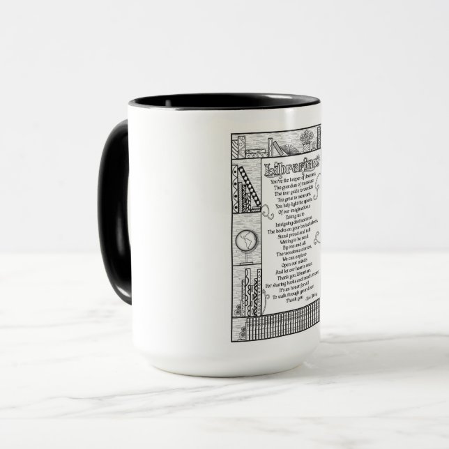 Tasse Poème d'appréciation de bibliothécaire (Devant gauche)