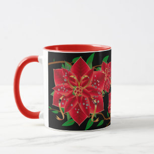 Tasse Poinsettias roux de Noël