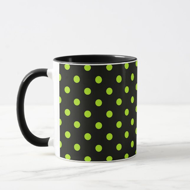 Tasse Point de polka de noir et de vert de chaux (Gauche)