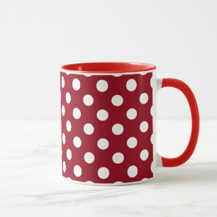 Tasse Pois blancs sur le rouge Crimson