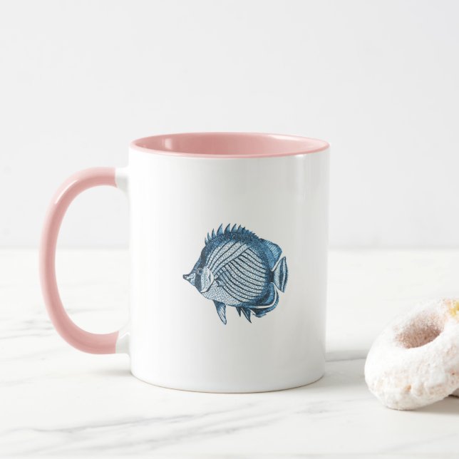 Tasse Poisson bleu océan côtier marins cadeaux de mer (Avec donut)