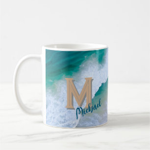 Tasse-Pokal-Surf-Design mit Monogramm-Geschenk Kaffeetasse