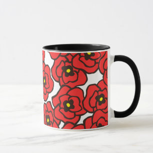 Tasse Poppies rouges modernes, boug de café imprimé à