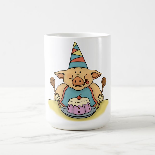 tasse porcine affamée de fête d'anniversaire (Centre)