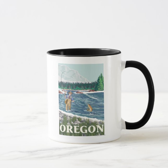 Tasse Poster de Pêcheur-Vintage voyage (Droite)