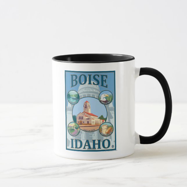 Tasse Poster de voyage de Boise, IdahoScenic (Droite)